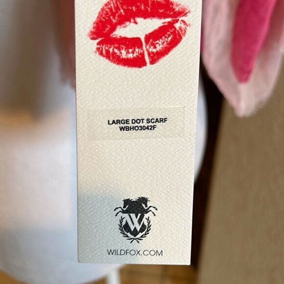 Wildfox Women's Large Dot Scarf Pink Polkadot Lightweight Fringe Edge Barbiecore - Picture 6 of 8